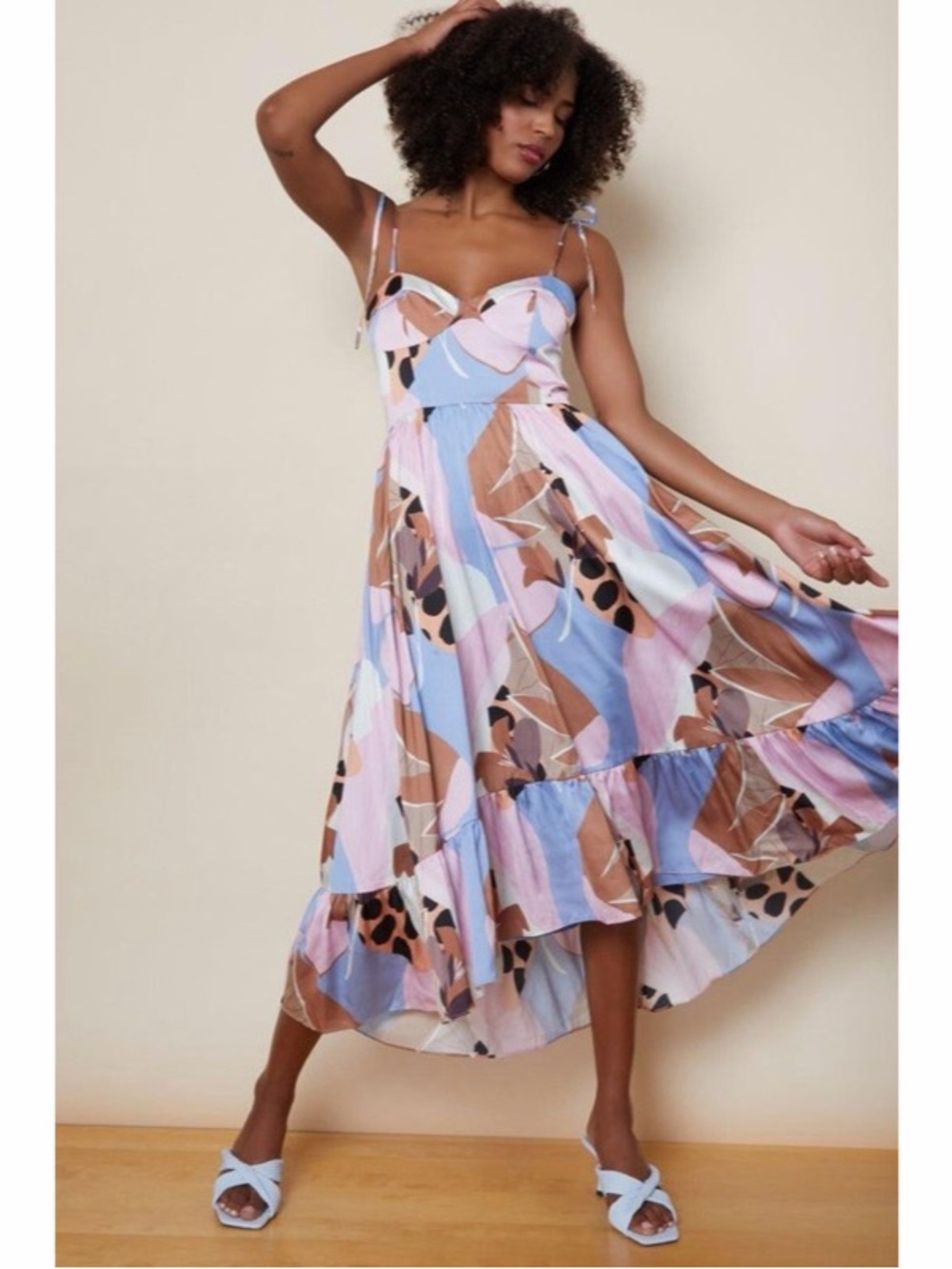 Anthropologie Hutch Arielle Maxi Dress in Peri Floral Geo Pastel Womens Size‎ 6